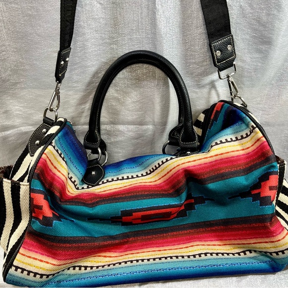 Montana West Weekender Aztec and Striped Canvas Boho Bag - Picture 1 of 10